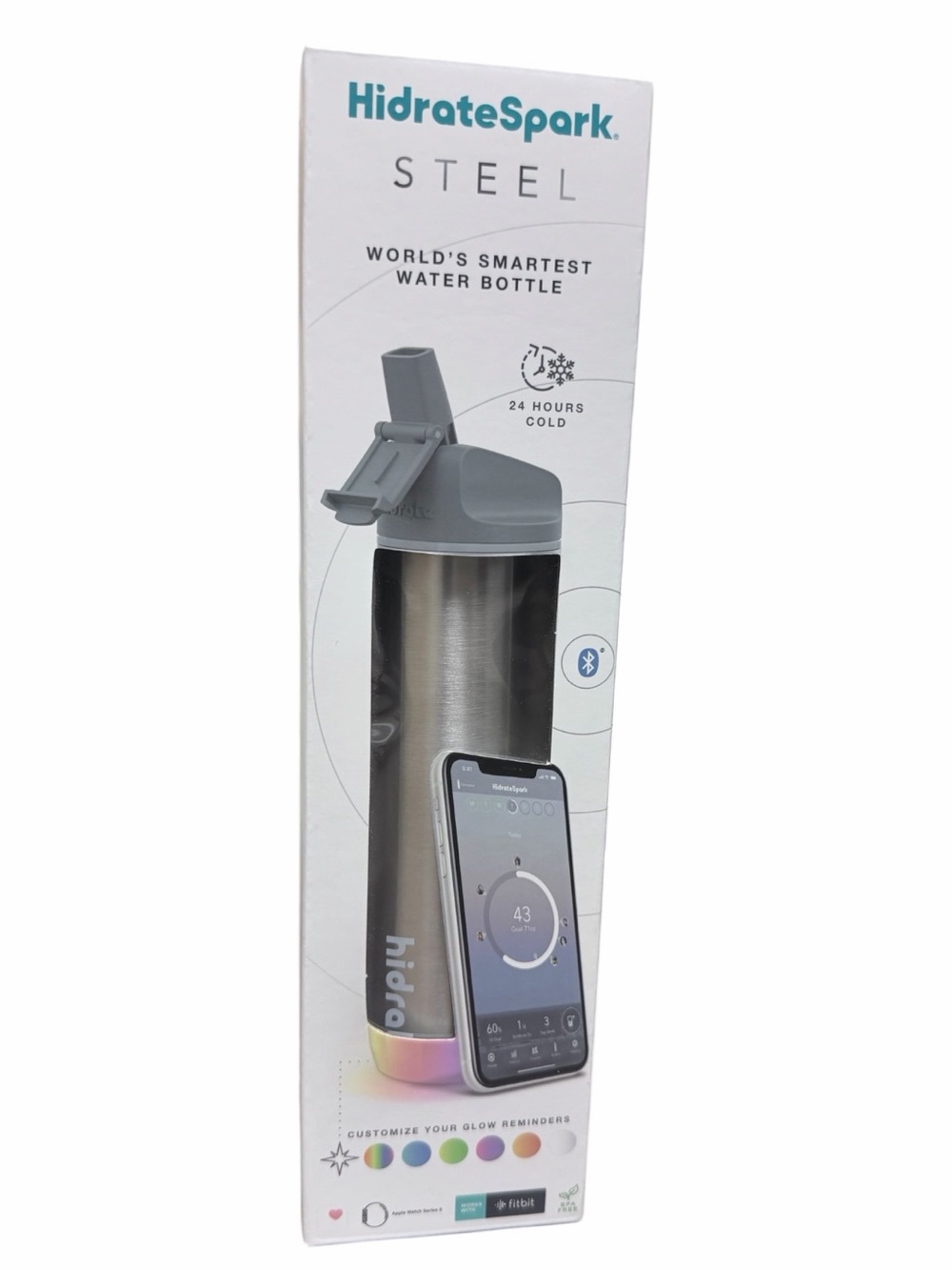 NIB Hidrate Spark Steel SMART Water Bottle 21 oz.
